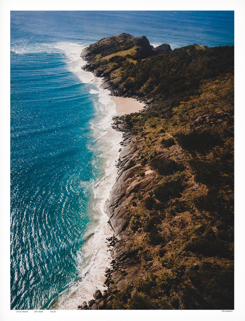 Little Beach - Aerial Coastal Print of Hat Head, NSW