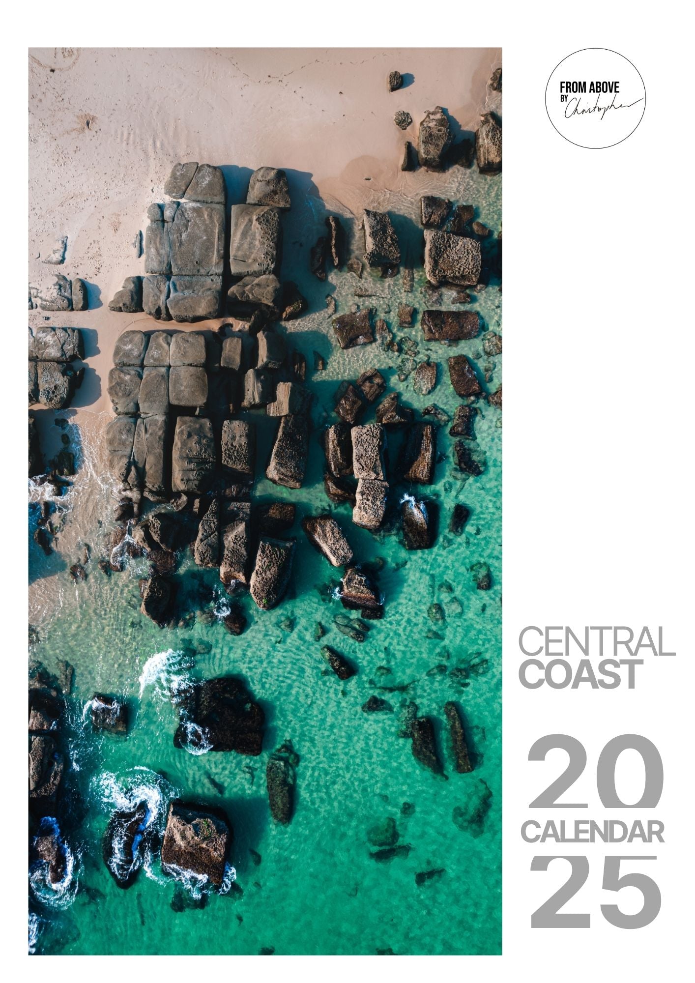 A stunning 2025 calendar featuring aerial photography of the Central Coast, NSW, with a focus on the coastline and natural beauty.
