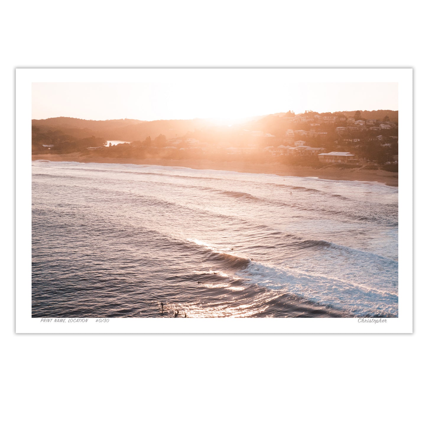 Setting Sun – Aerial Print of Copacabana, NSW