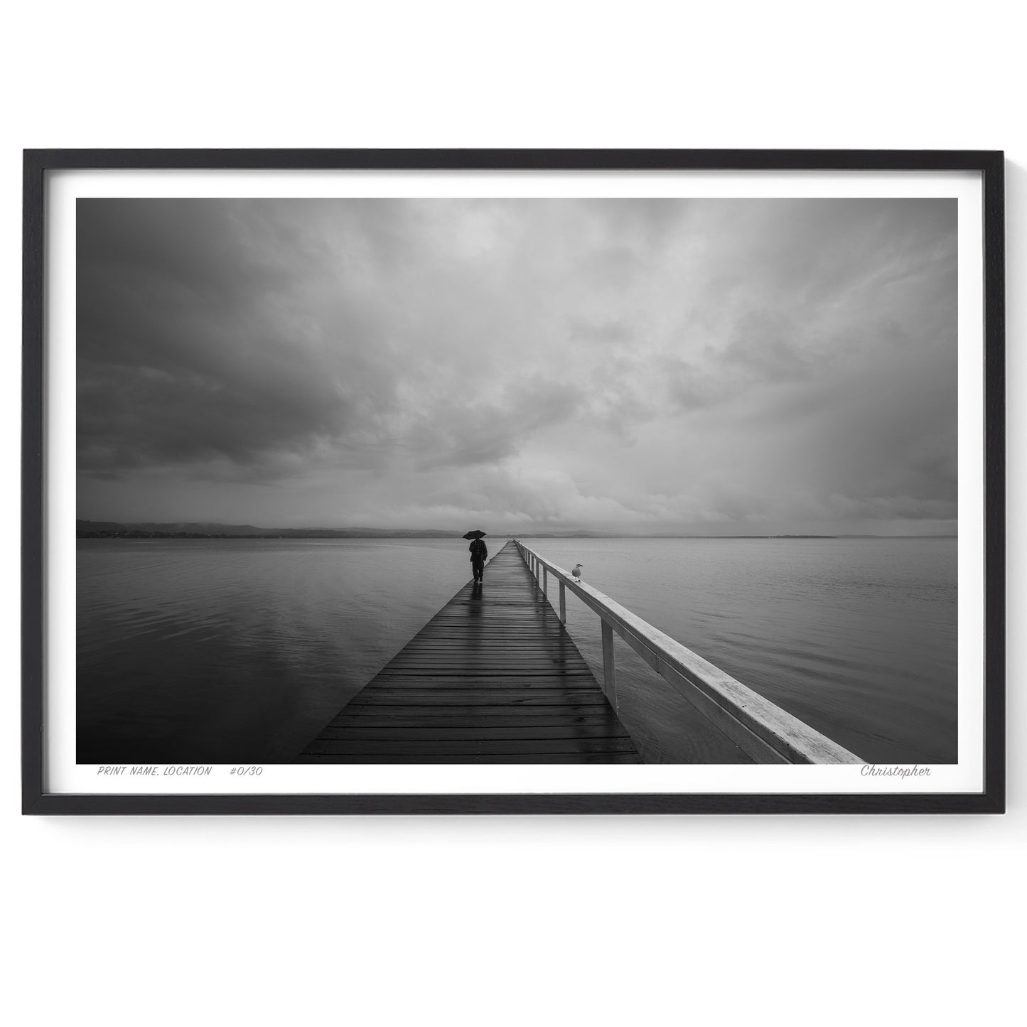 Stormy Walk – Black & White Coastal Print of Long Jetty, NSW