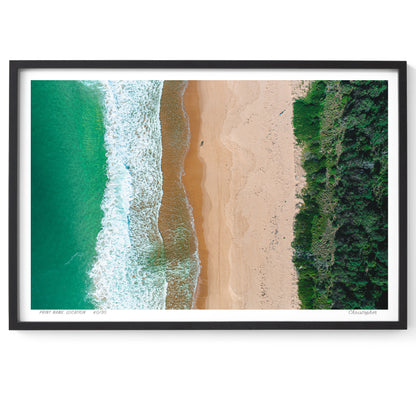 The Sand In Between – Aerial Coastal Print of Putty Beach, Central Coast